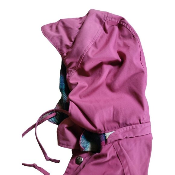Woolrich Jacket Pink Detachable Hood Vtg Drawstring Waist Pockets Womens Large - Picture 2 of 9